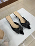 Rhinestone Embedded Bow Close Toe Heel